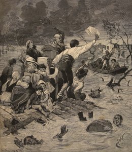 Záplavy v Consuegra, Španělsko, z „Le Petit Parisien“, 27. září 1891